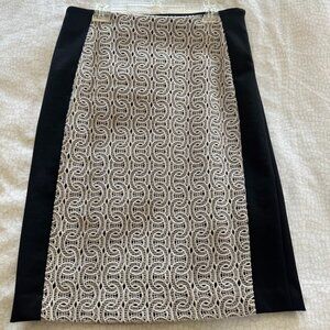 DVF Diane von Furstenberg Mahalia Chains Lace Panel Skirt Black & Cream